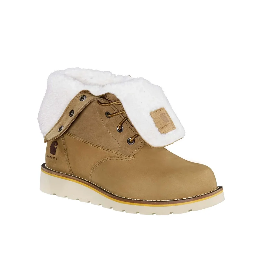 Bota de inverno feminina com cunha isolada, impermeável e rebatível, de 8"