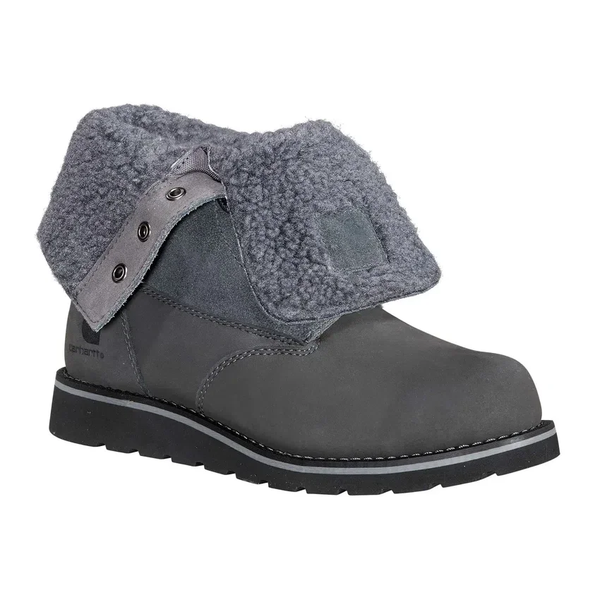 Bota de inverno feminina com cunha isolada, impermeável e rebatível, de 8"