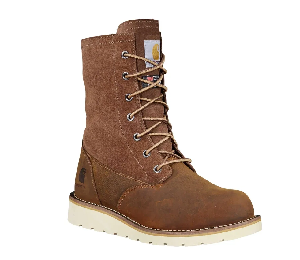 Bota de inverno feminina com cunha isolada, impermeável e rebatível, de 8"