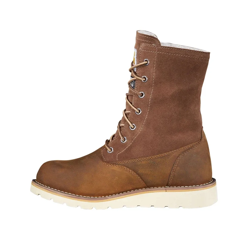 Bota de inverno feminina com cunha isolada, impermeável e rebatível, de 8"
