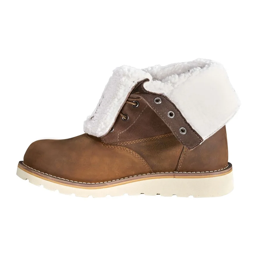 Bota de inverno feminina com cunha isolada, impermeável e rebatível, de 8"