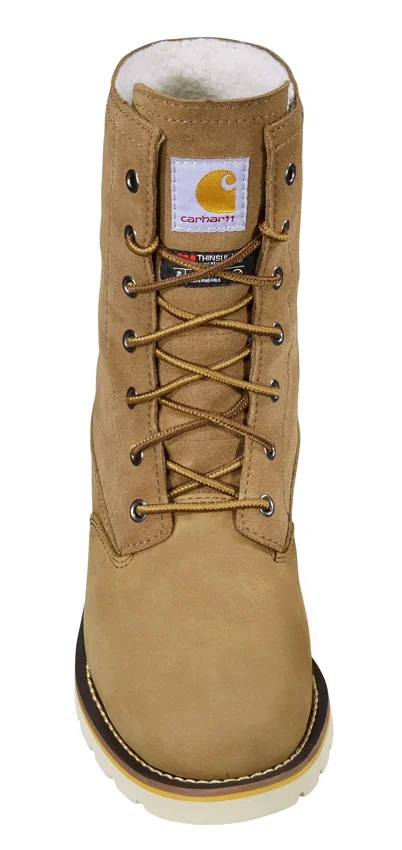 Bota de inverno feminina com cunha isolada, impermeável e rebatível, de 8"