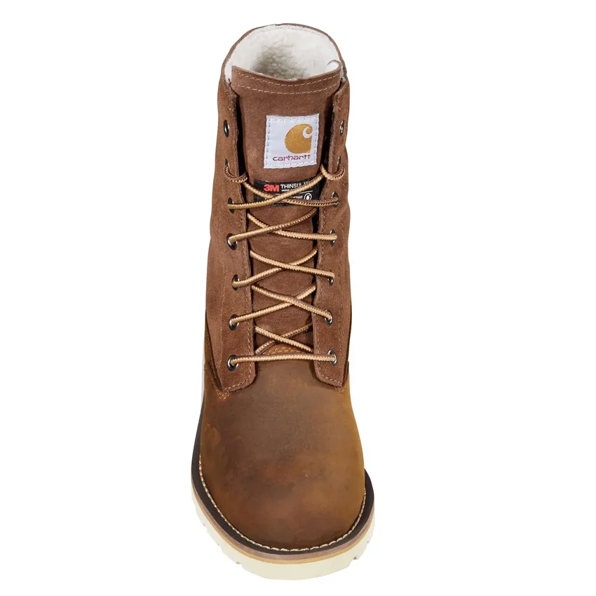 Bota de inverno feminina com cunha isolada, impermeável e rebatível, de 8"