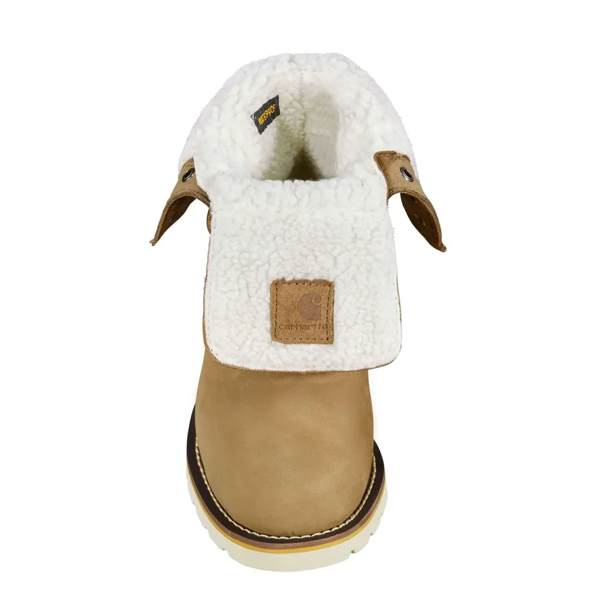 Bota de inverno feminina com cunha isolada, impermeável e rebatível, de 8"