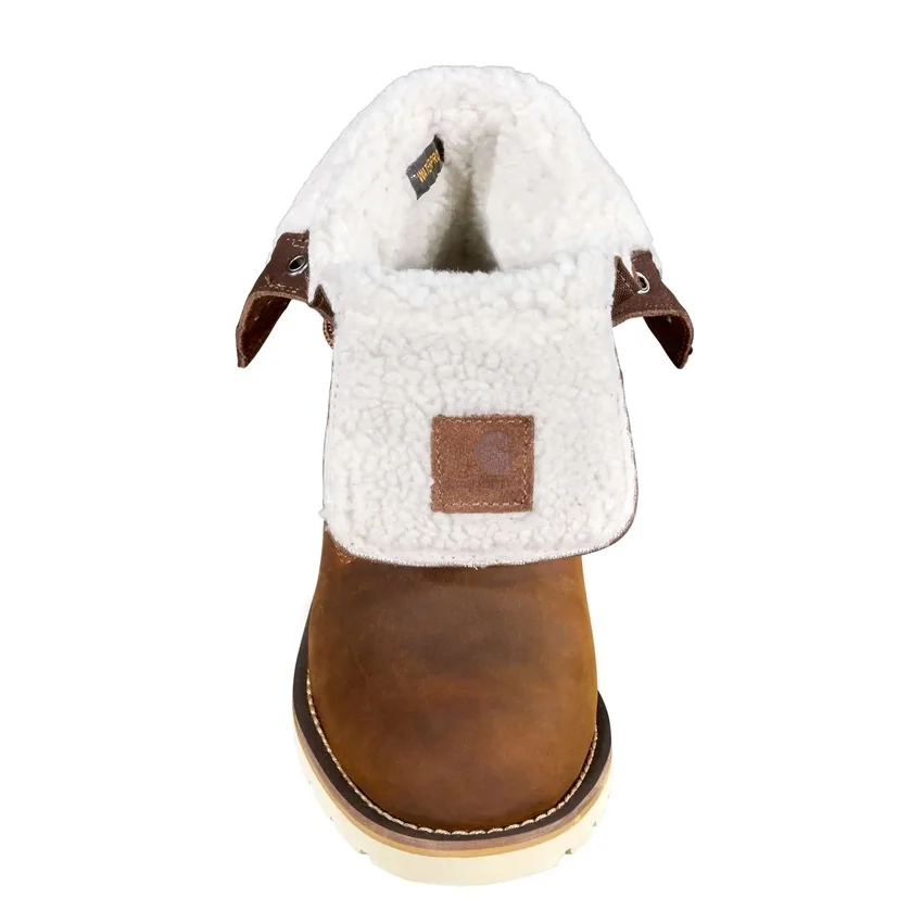 Bota de inverno feminina com cunha isolada, impermeável e rebatível, de 8"