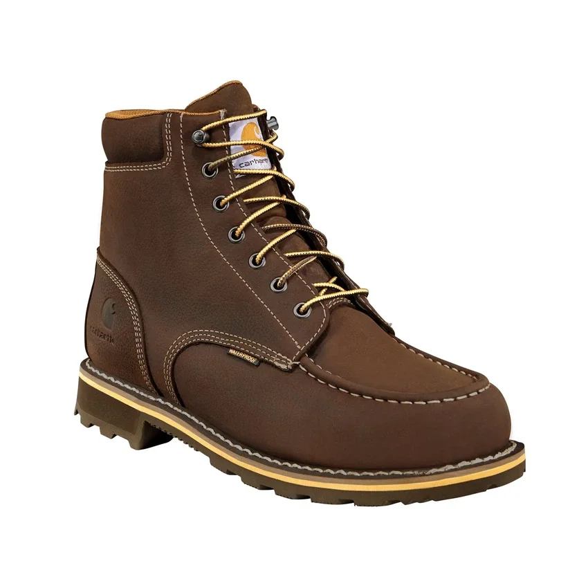 Bota de trabalho tradicional com biqueira tipo moc, impermeável, de 6"