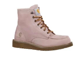 Bota feminina de 6" com biqueira moc e salto em cunha