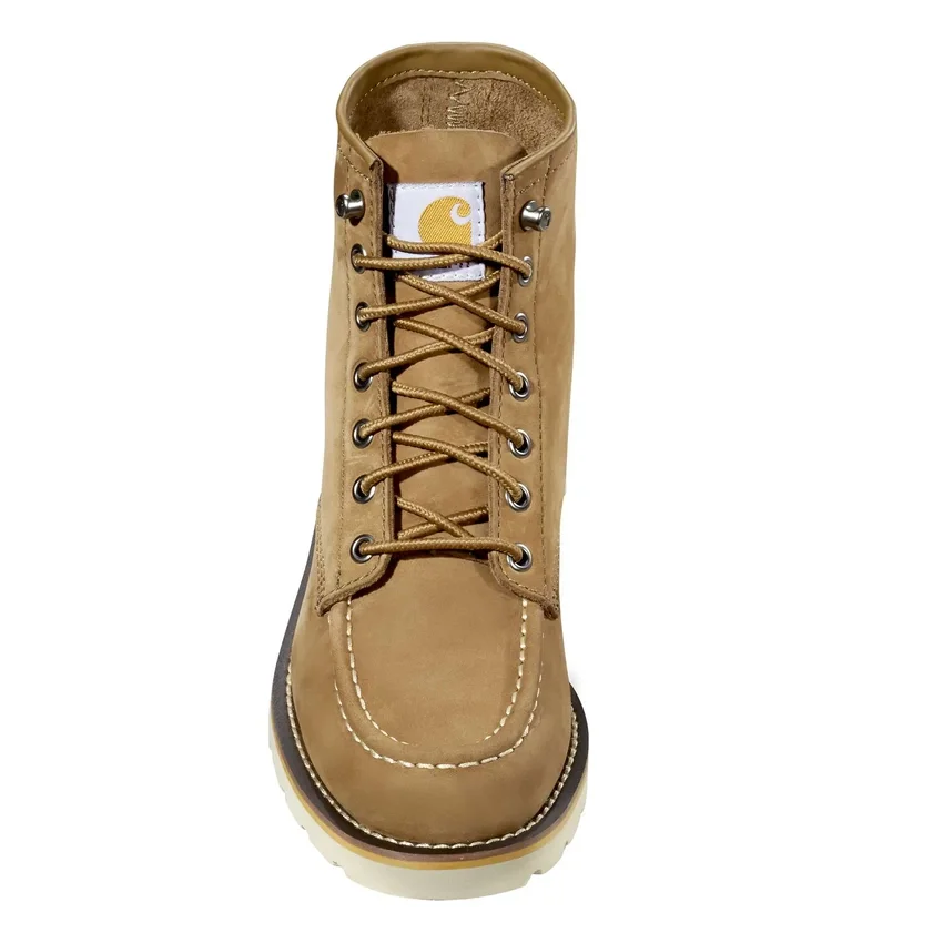 Bota feminina de 6" com biqueira moc e salto em cunha