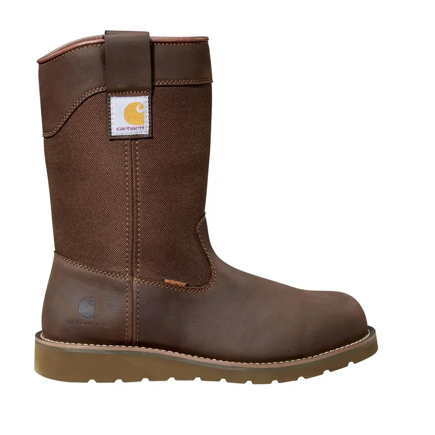 Bota Wellington com biqueira de aço, 10", impermeável e com salto em cunha