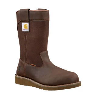 Bota Wellington com biqueira de aço, 10″, impermeável e com salto em cunha