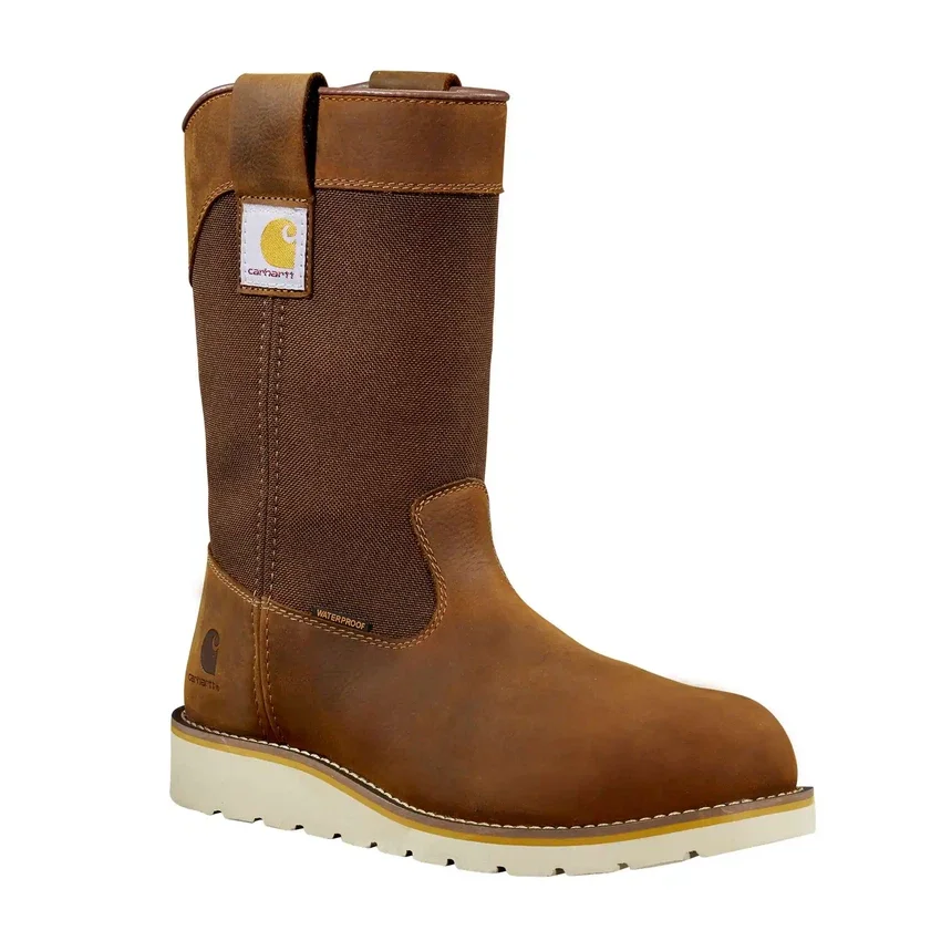 Bota Wellington com biqueira de aço, 10", impermeável e com salto em cunha