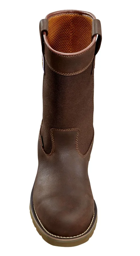 Bota Wellington com biqueira de aço, 10", impermeável e com salto em cunha
