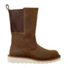 Bota Wellington com biqueira de aço, impermeável, de 10" e com salto em cunha, para mulher