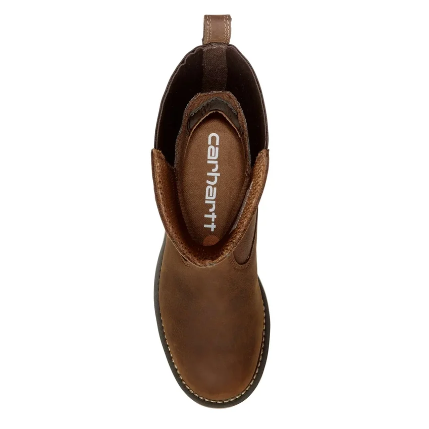 Bota Wellington com biqueira de aço, impermeável, de 10" e com salto em cunha, para mulher