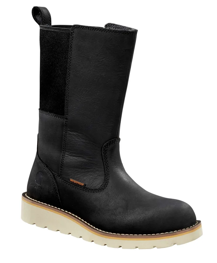 Bota Wellington com cunha, biqueira macia e impermeável de 10" para mulher