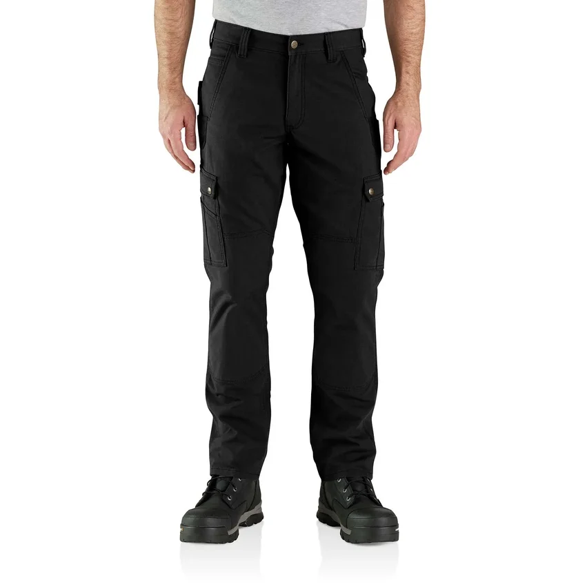 Calças cargo de corte reto descontraído em tecido ripstop com joelhos reforçados - Calças de trabalho