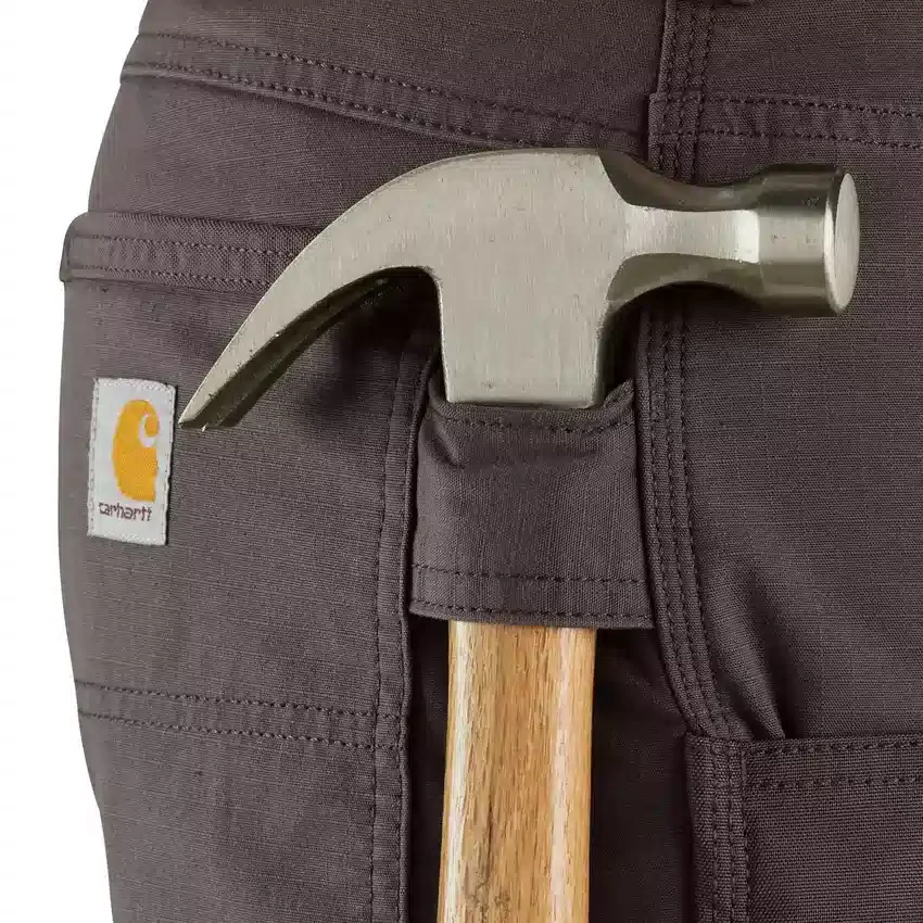 Calças cargo de corte reto descontraído em tecido ripstop com joelhos reforçados - Calças de trabalho