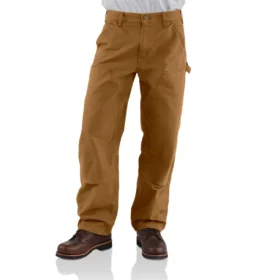 Calças de carpinteiro carhartt B136 para homem, de corte reto e largo, em tecido de algodão lavado, com joelhos reforçados