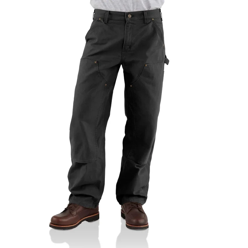 Calças de carpinteiro carhartt B136 para homem, de corte reto e largo, em tecido de algodão lavado, com joelhos reforçados