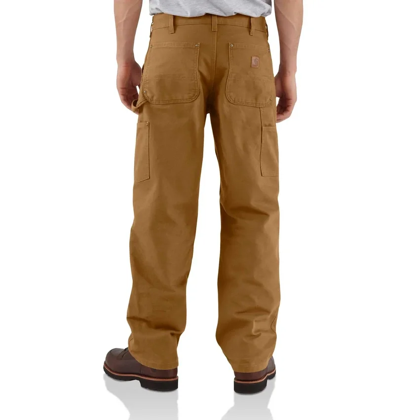 Calças de carpinteiro carhartt B136 para homem, de corte reto e largo, em tecido de algodão lavado, com joelhos reforçados