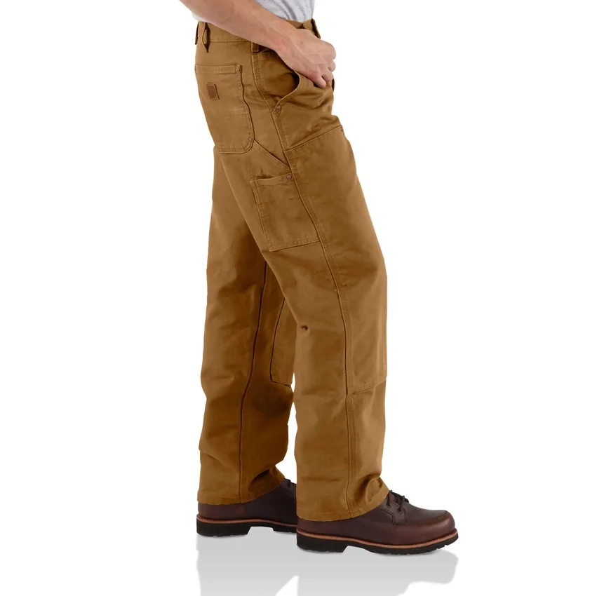 Calças de carpinteiro carhartt B136 para homem, de corte reto e largo, em tecido de algodão lavado, com joelhos reforçados