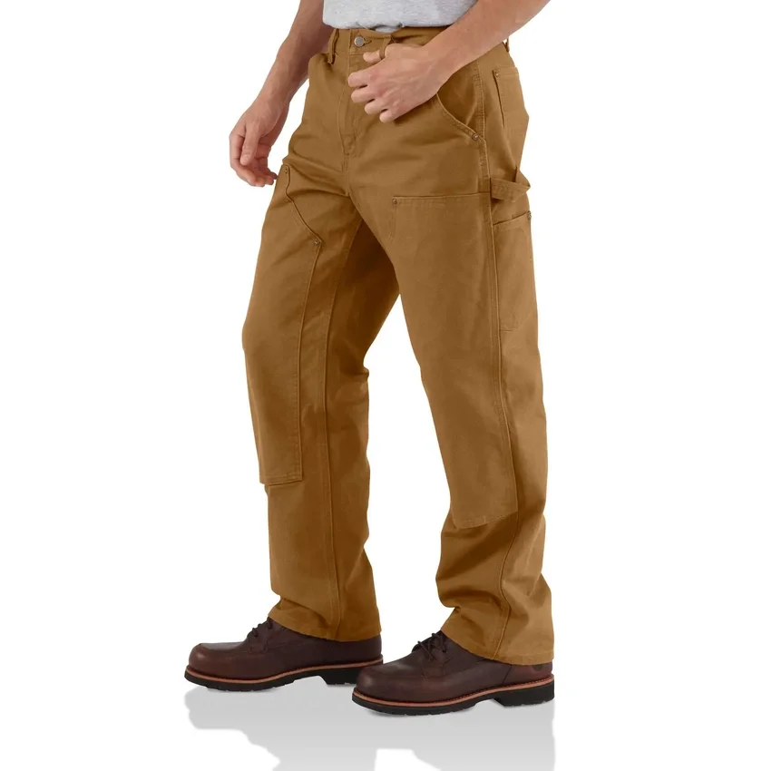 Calças de carpinteiro carhartt B136 para homem, de corte reto e largo, em tecido de algodão lavado, com joelhos reforçados