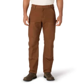 Calças de carpinteiro para homem da série Crafted, de corte largo e perna reta, em tecido de algodão, com joelhos reforçados