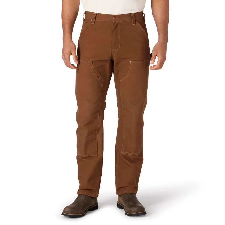 Calças de carpinteiro para homem da série Crafted, de corte largo e perna reta, em tecido de algodão, com joelhos reforçados