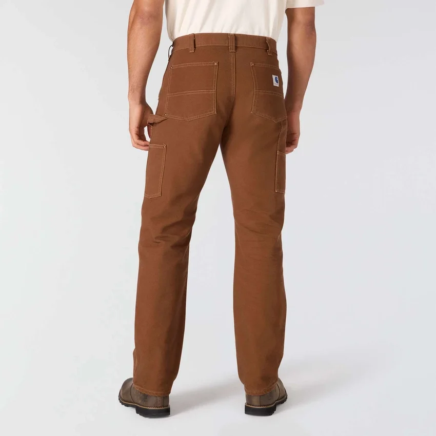 Calças de carpinteiro para homem da série Crafted, de corte largo e perna reta, em tecido de algodão, com joelhos reforçados