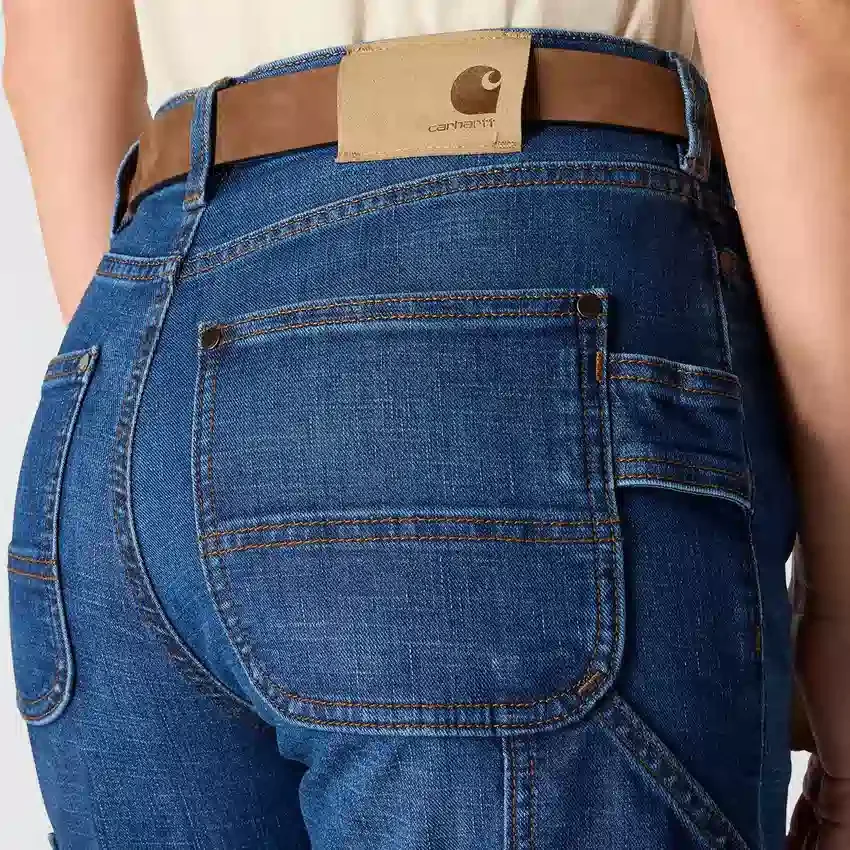 Calças de ganga de trabalho elásticas de cintura média «Carpenter» para mulher