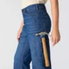 Calças de ganga de trabalho elásticas de cintura média «Carpenter» para mulher