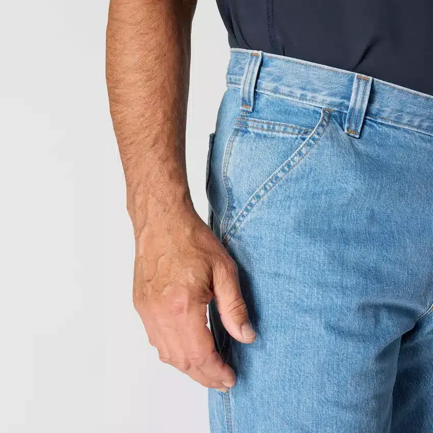 Calças de ganga de trabalho largas e de corte reto para homem