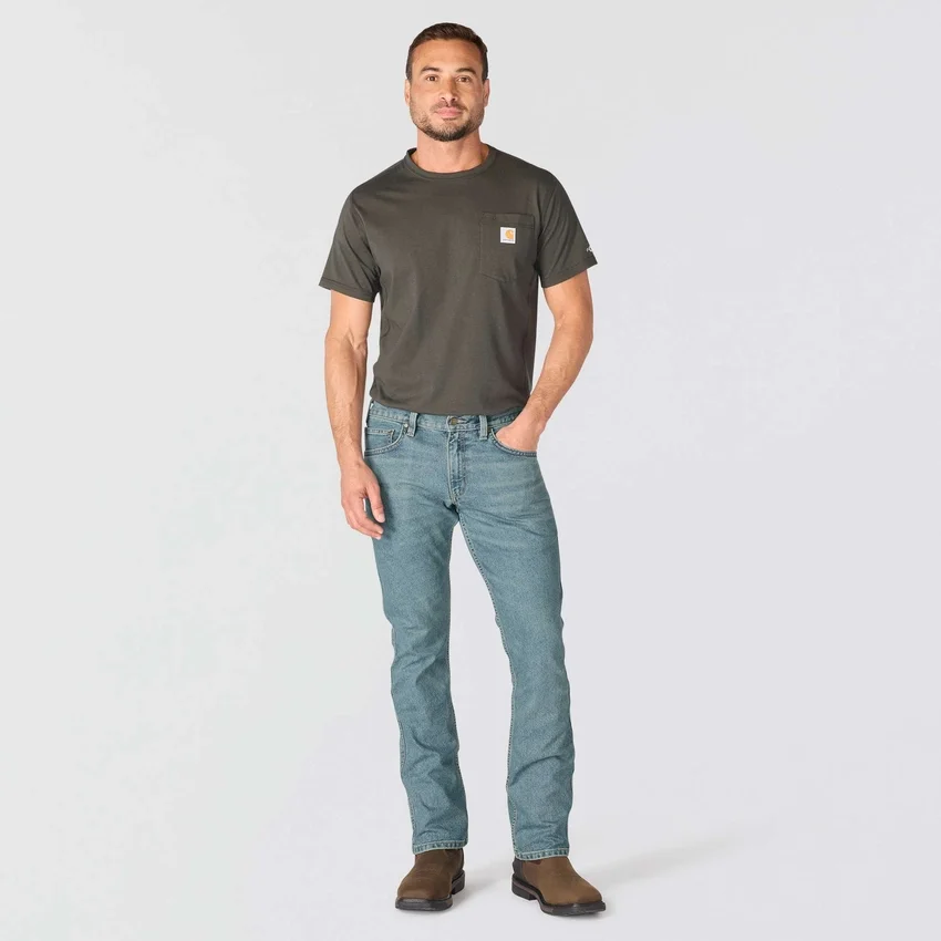Calças de ganga de trabalho masculinas com corte «bootcut» descontraído e tecido «Rugged Flex»