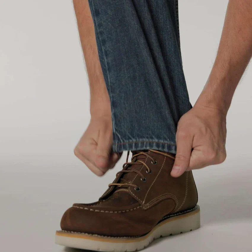 Calças de ganga de trabalho masculinas, corte reto e descontraído