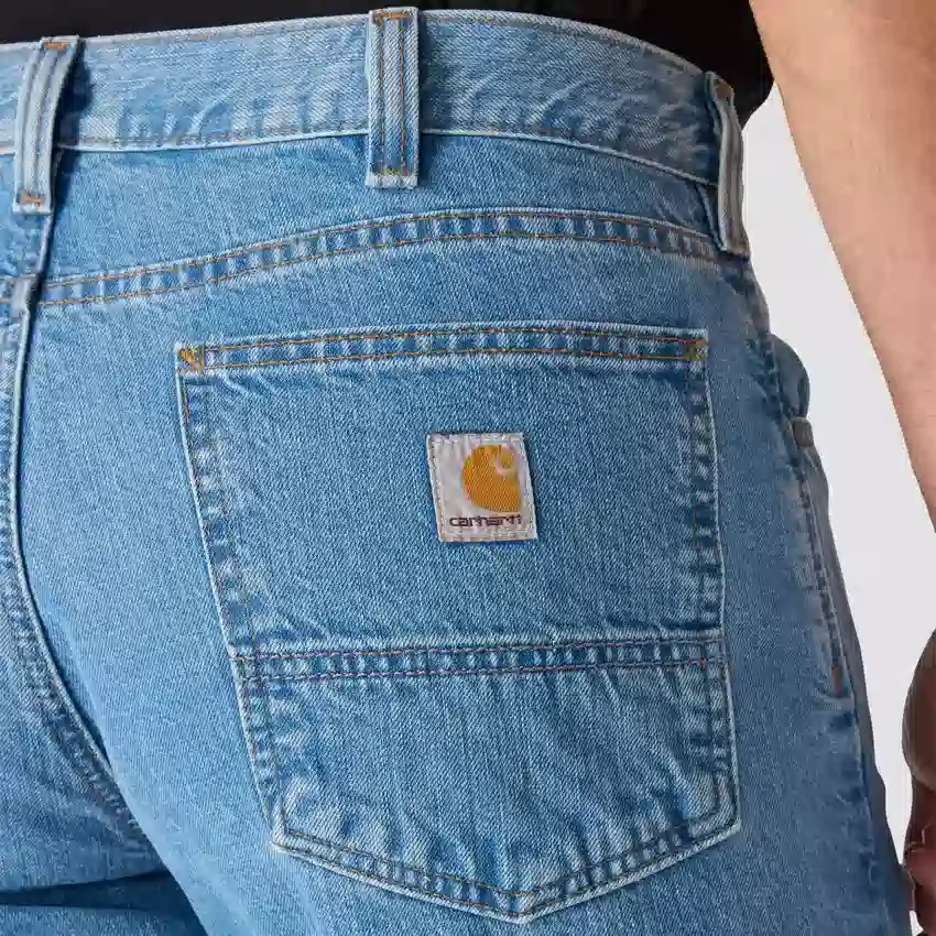 Calças de ganga de trabalho masculinas, corte reto e descontraído
