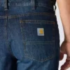 Calças de ganga de trabalho masculinas, corte reto e descontraído