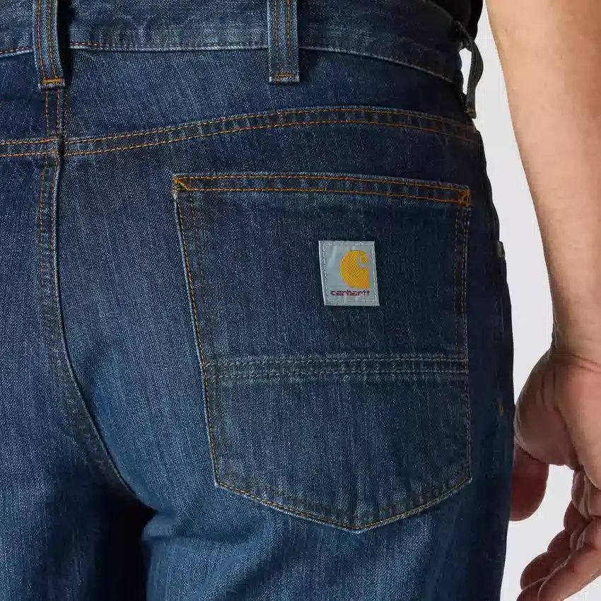 Calças de ganga de trabalho masculinas, corte reto e descontraído