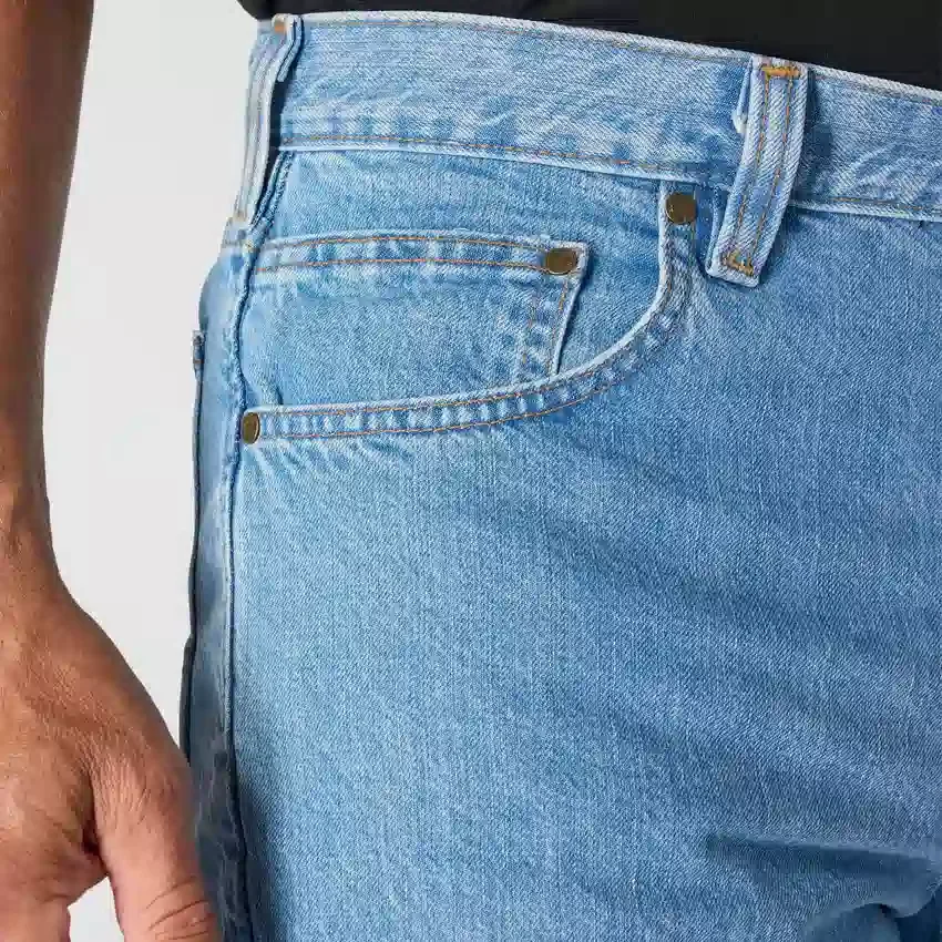 Calças de ganga de trabalho masculinas, corte reto e descontraído