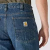 Calças de ganga de trabalho masculinas, corte reto e descontraído