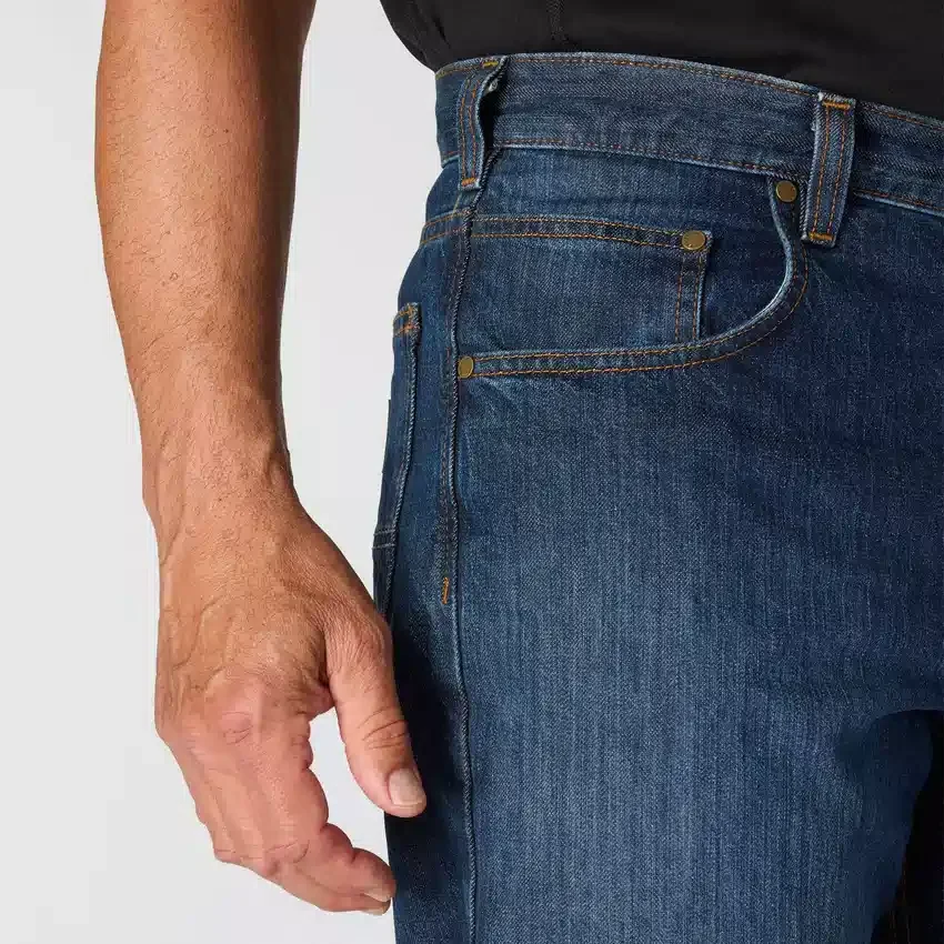 Calças de ganga de trabalho masculinas, corte reto e descontraído