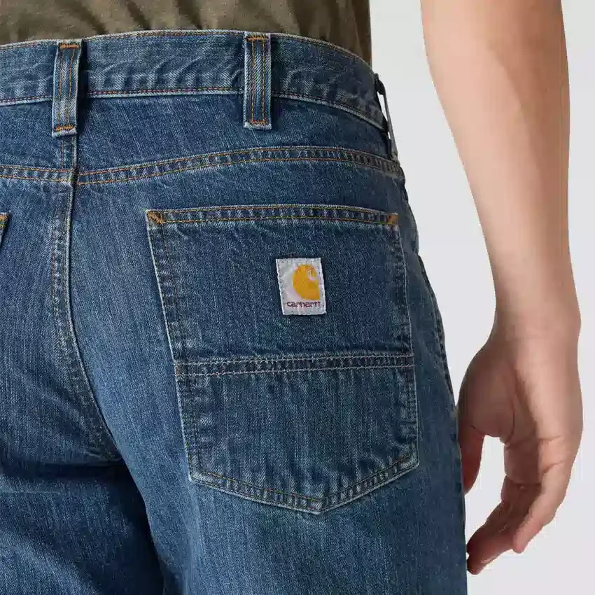 Calças de ganga de trabalho masculinas, corte reto e descontraído