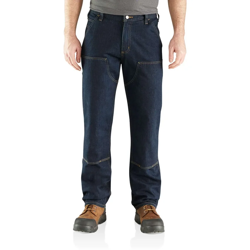 Calças de ganga de trabalho masculinas, de corte reto e descontraído, com joelhos reforçados e Rugged Flex