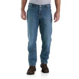 Calças de ganga de trabalho masculinas, de corte reto e descontraído, com joelhos reforçados e Rugged Flex