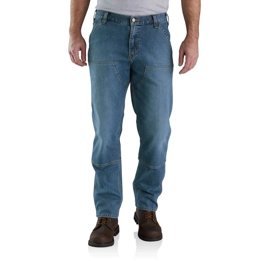 Calças de ganga de trabalho masculinas, de corte reto e descontraído, com joelhos reforçados e Rugged Flex