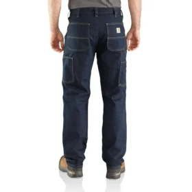 Calças de ganga de trabalho masculinas, de corte reto e descontraído, com joelhos reforçados e Rugged Flex