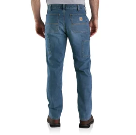 Calças de ganga de trabalho masculinas, de corte reto e descontraído, com joelhos reforçados e Rugged Flex