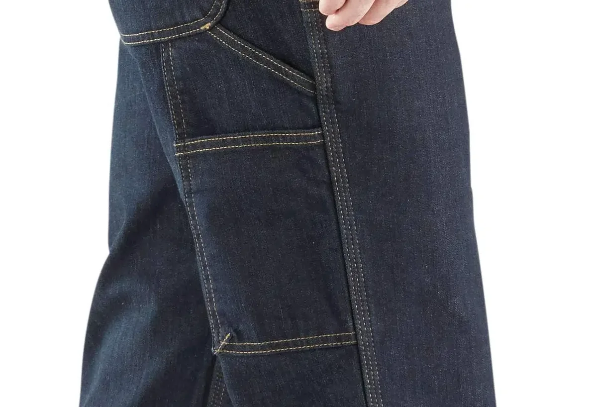 Calças de ganga de trabalho masculinas, de corte reto e descontraído, com joelhos reforçados e Rugged Flex