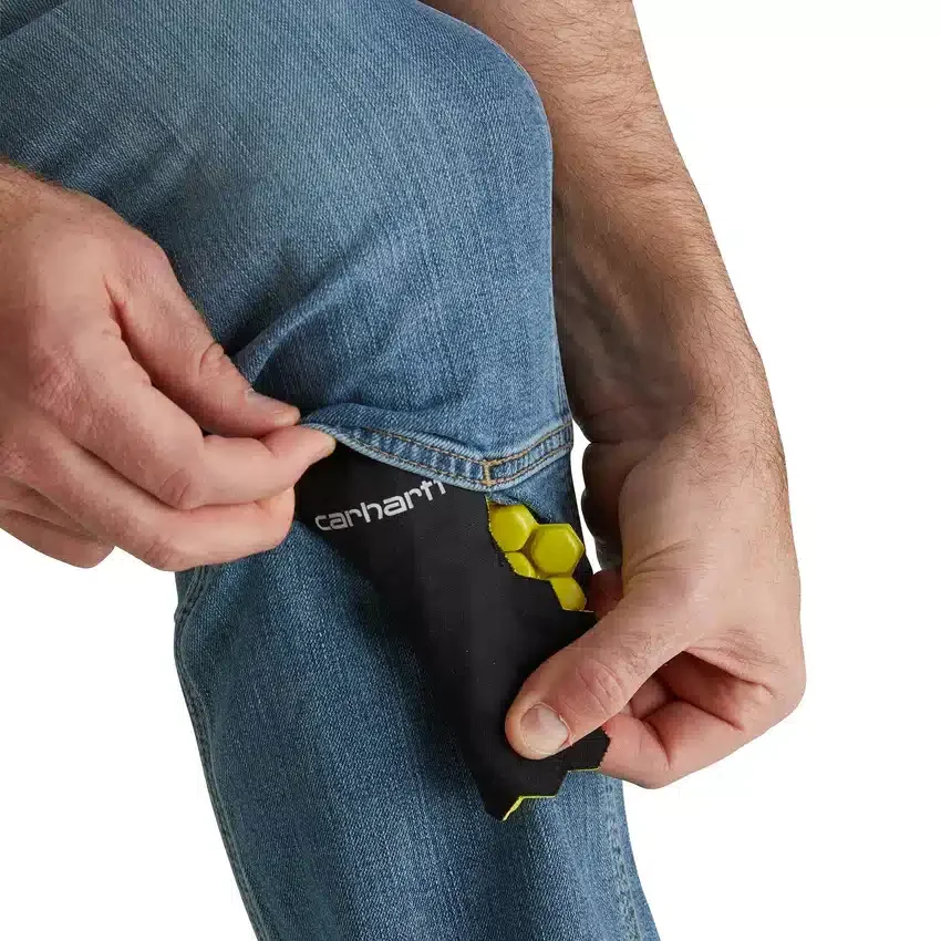 Calças de ganga de trabalho masculinas, de corte reto e descontraído, com joelhos reforçados e Rugged Flex