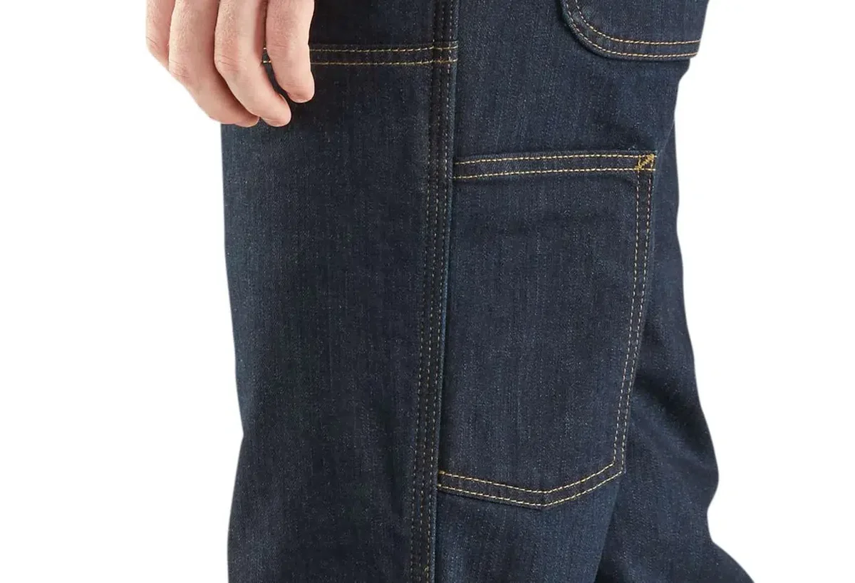 Calças de ganga de trabalho masculinas, de corte reto e descontraído, com joelhos reforçados e Rugged Flex