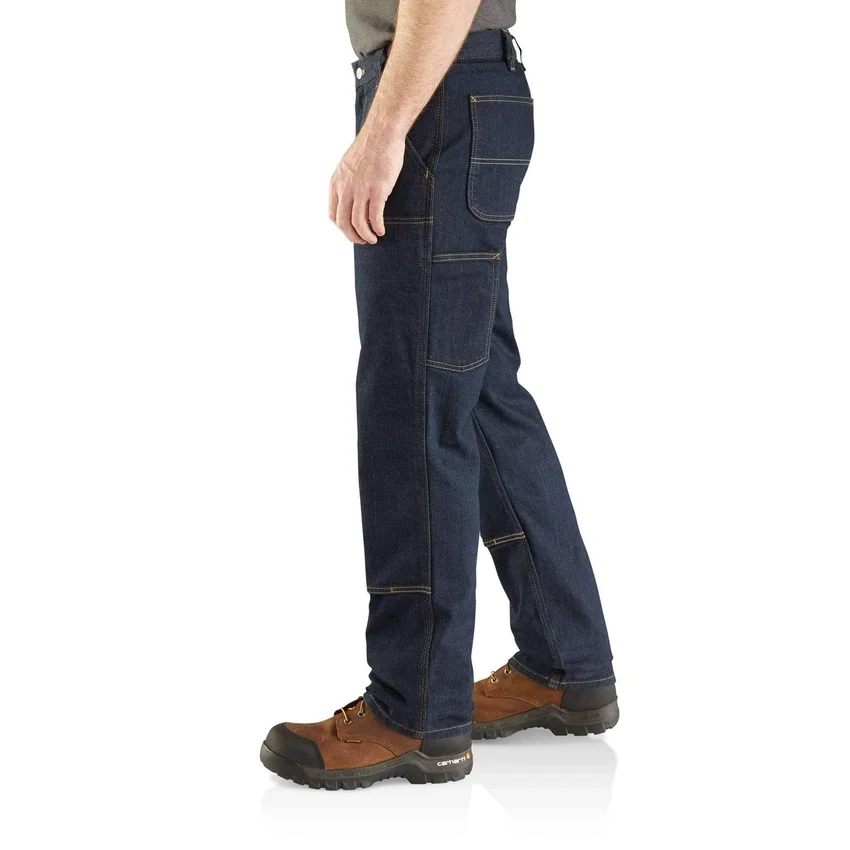 Calças de ganga de trabalho masculinas, de corte reto e descontraído, com joelhos reforçados e Rugged Flex